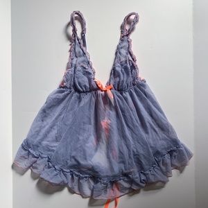 Victoria's Secret Purple and Coral Lace Open-Back Babydoll Lingerie | Medium